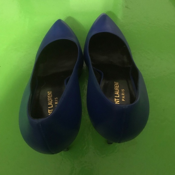 Saint Laurent Blue Seta Calf Heels 9 1/2 = 39 1/2 - Picture 3 of 7